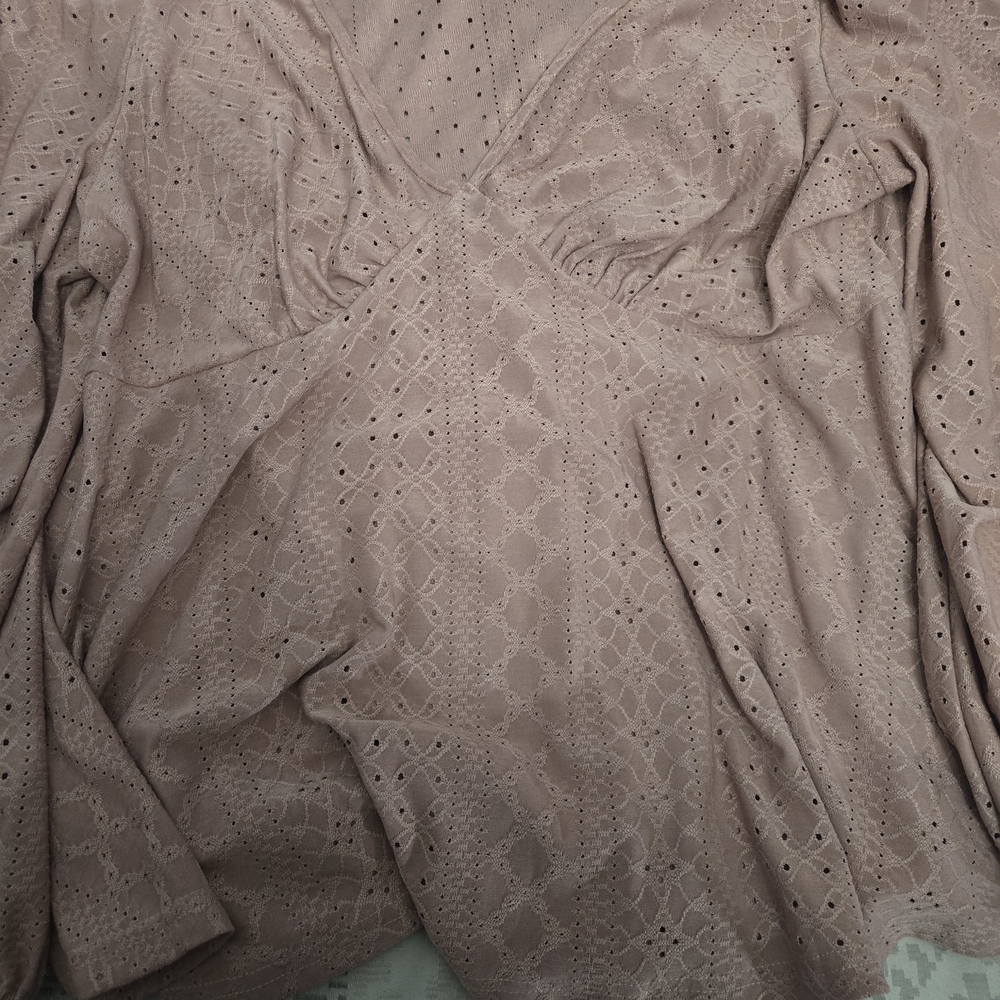 SHEIN Pink Eyelet Long Sleeve Top